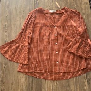 NWOT MADEWELL Orange checkered blouse